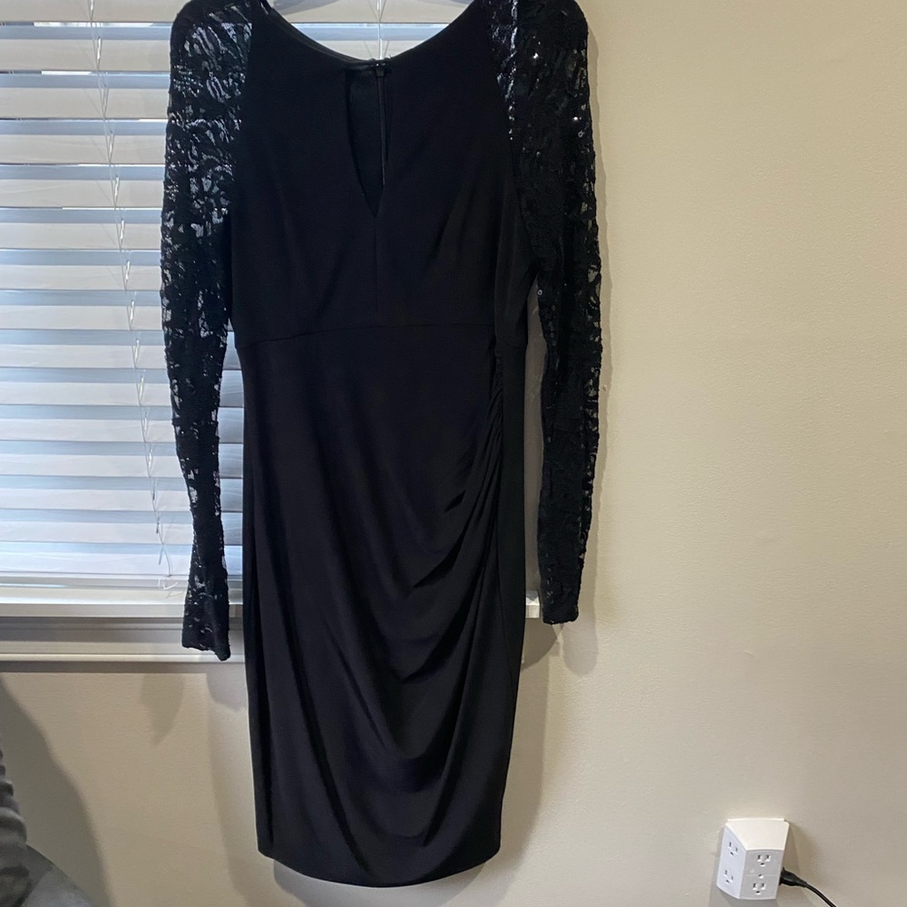 Lace Sleeve Black Dress